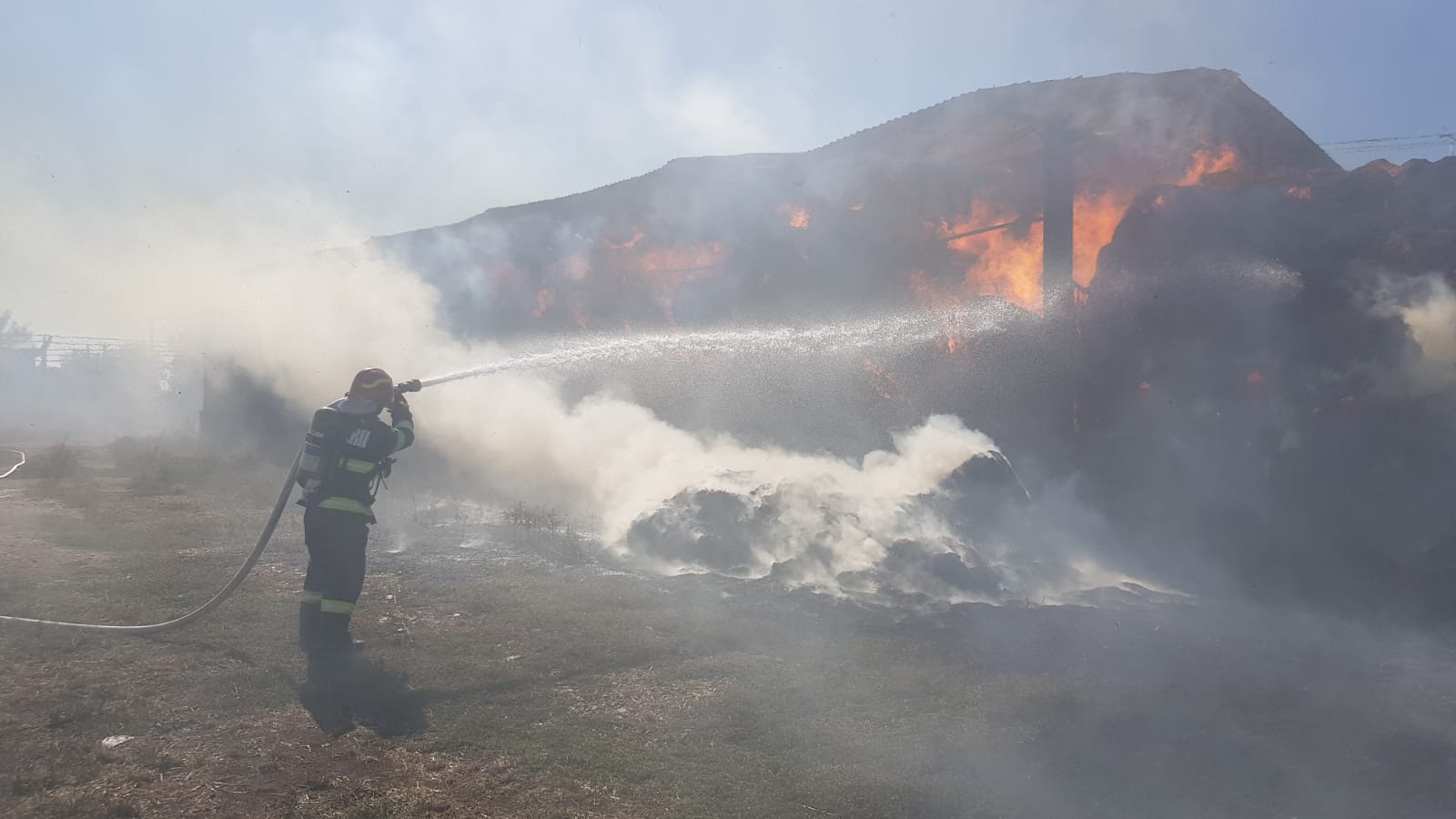 Incendiul puternic la un depozit de paie, în Calea Torontalului din Timișoara