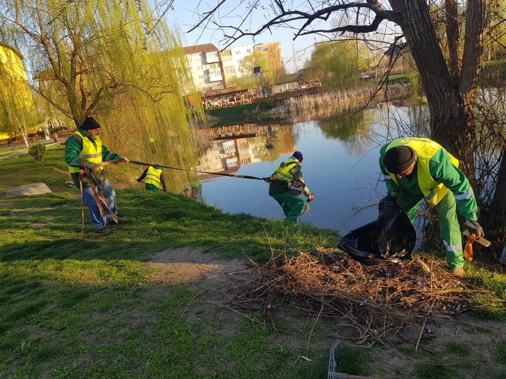 Curățenie în parcul de la Balta Lămâița